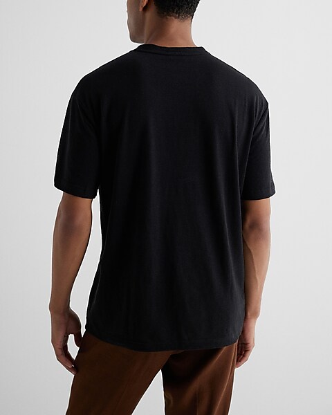Big & Tall Lucky Brand Cotton-Linen Blend Pocket T-Shirt - Black