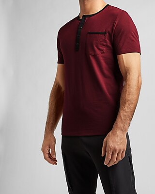 red henley shirt mens