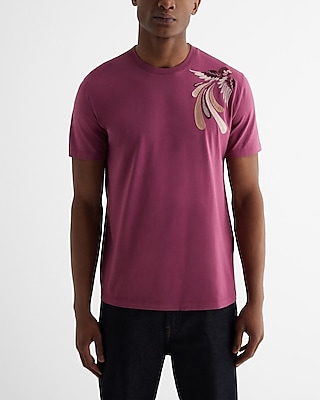Embroidered Bird Graphic Perfect Pima Cotton T-Shirt