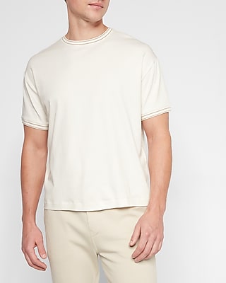 Solid Tipped Relaxed Crew Neck T-Shirt