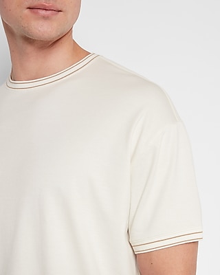 Solid Tipped Relaxed Crew Neck T-Shirt
