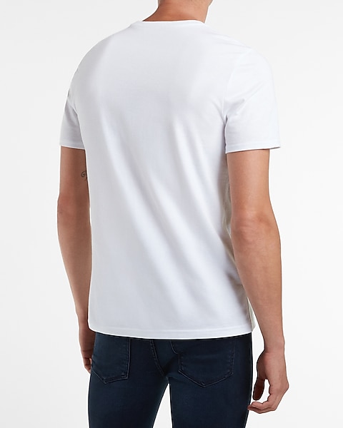 White Geometric Graphic Pocket T-shirt