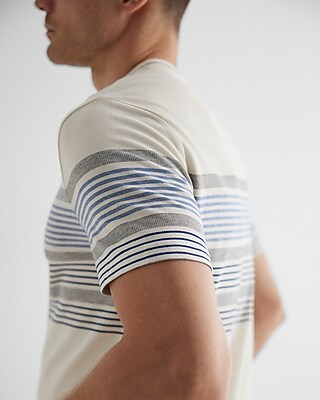 Striped Luxe Pique Crew Neck T-Shirt