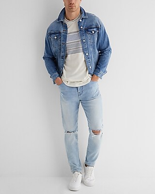 Striped Luxe Pique Crew Neck T-Shirt