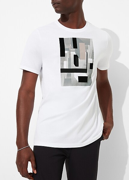 White Dimensional Graphic T-Shirt