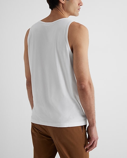 Solid Crew Neck Perfect Pima Cotton Tank Top | Express