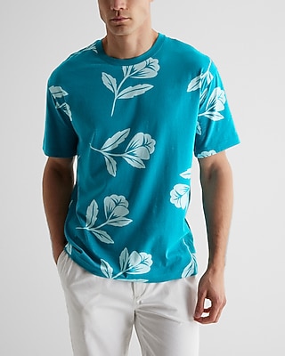 HUDSON SANTEE FLORAL RLXD TEE-9775:DEEP AQUARIUS:L TALL