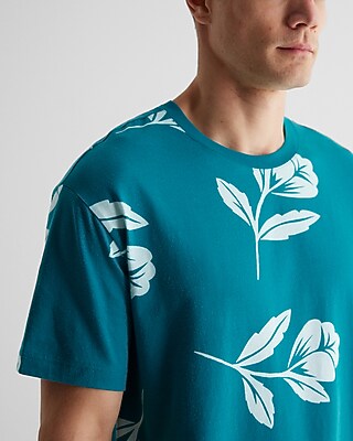 HUDSON SANTEE FLORAL RLXD TEE-9775:DEEP AQUARIUS:L TALL