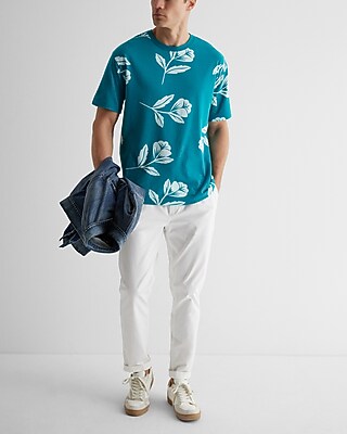 HUDSON SANTEE FLORAL RLXD TEE-9775:DEEP AQUARIUS:L TALL