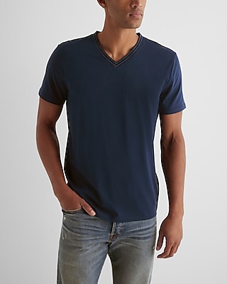 EX-HUDSON TIPPED FK VNECK-9905:NIGHT BLUE:XXL TALL