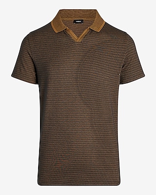 Tipped Geo Johnny Collar Luxe Pique Polo