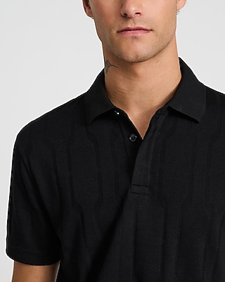 Geo Print Textured Jacquard Polo