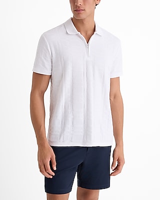 textured checker jacquard short sleeve polo