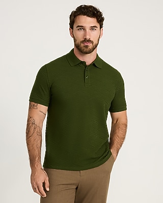 Textured Square Jacquard Cotton-Blend Polo