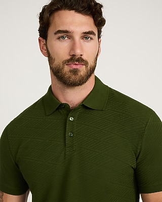 Textured Square Jacquard Cotton-Blend Polo