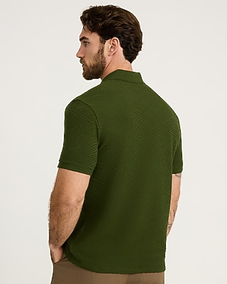 Textured Square Jacquard Cotton-Blend Polo