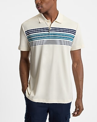 Chest Striped Pique Everyday Performance Polo
