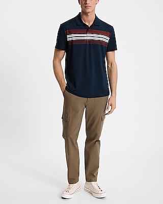 Chest Striped Pique Everyday Performance Polo