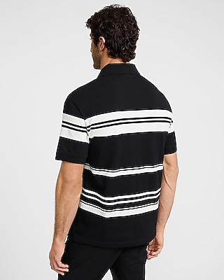 Striped Perfect Pima Cotton Johnny Collar Polo