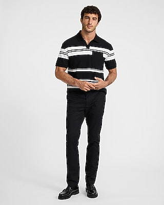 Striped Perfect Pima Cotton Johnny Collar Polo