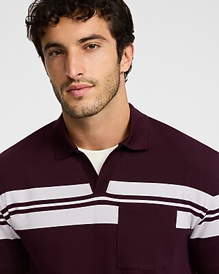 Striped Perfect Pima Cotton Johnny Collar Polo