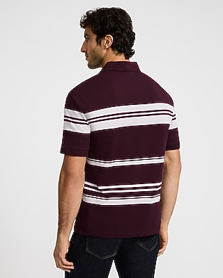 Striped Perfect Pima Cotton Johnny Collar Polo