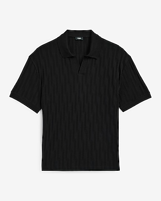 Geo Striped Johnny Collar Polo