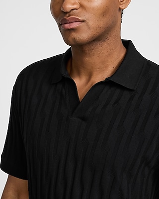 Geo Striped Johnny Collar Polo