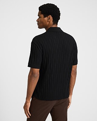 Geo Striped Johnny Collar Polo