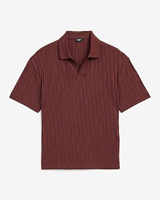 Geo Striped Textured Johnny Collar Polo