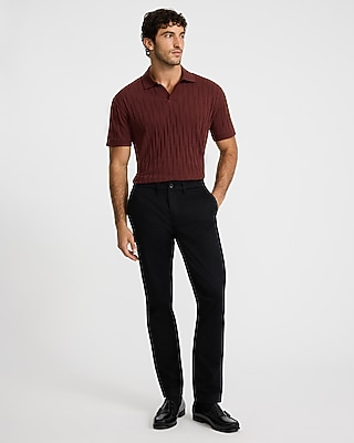 Geo Striped Textured Johnny Collar Polo