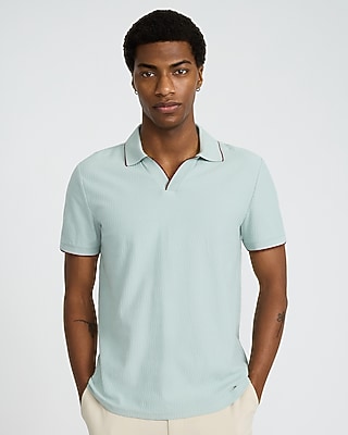 Tipped Zig Zag Textured Johnny Collar Polo | Express