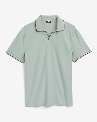 Tipped Zig Zag Textured Johnny Collar Polo - image 5