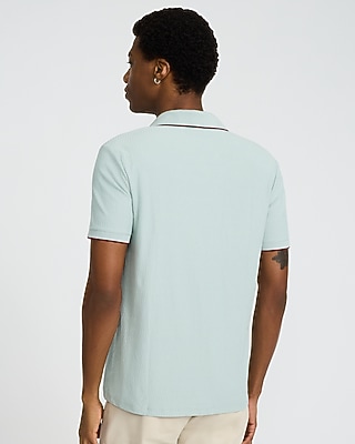 Tipped Zig Zag Textured Johnny Collar Polo - image 3
