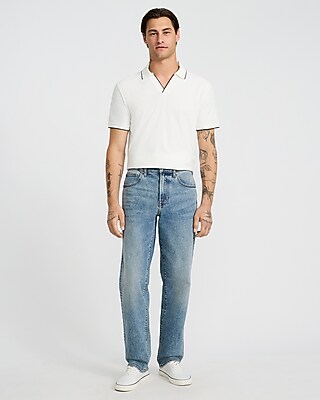 Tipped Zig Zag Textured Johnny Collar Polo