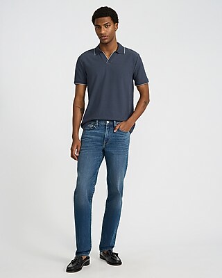 Tipped Zig Zag Textured Johnny Collar Polo