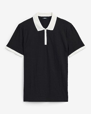 Contrast Tipped Luxe Pique Zip Polo