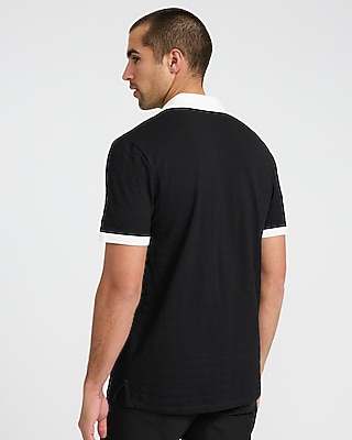 Contrast Tipped Luxe Pique Zip Polo