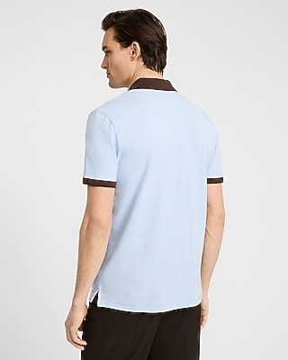 Contrast Tipped Luxe Pique Zip Polo