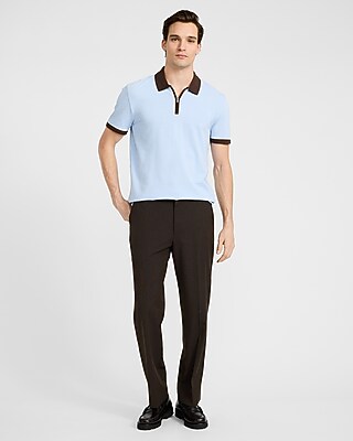 Contrast Tipped Luxe Pique Zip Polo