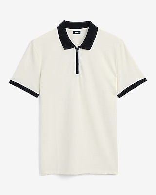 Contrast Tipped Luxe Pique Zip Polo