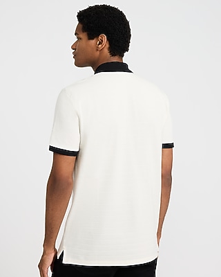 Contrast Tipped Luxe Pique Zip Polo