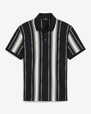 Vertical Striped Luxe Pique Polo