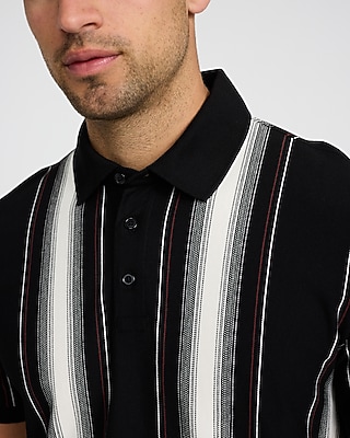 Vertical Striped Luxe Pique Polo