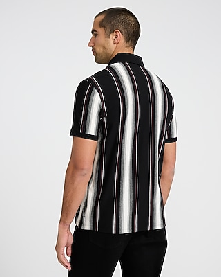Vertical Striped Luxe Pique Polo