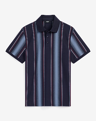 Vertical Striped Luxe Pique Polo