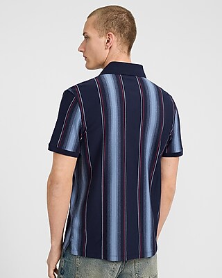 Vertical Striped Luxe Pique Polo