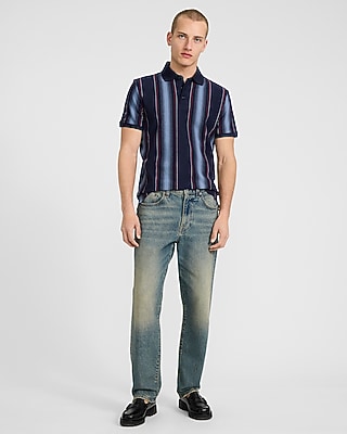 Vertical Striped Luxe Pique Polo