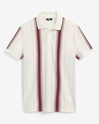 Vertical Striped Luxe Pique Polo