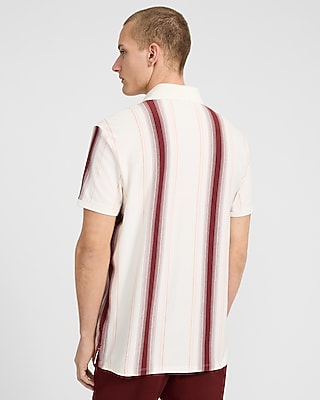 Vertical Striped Luxe Pique Polo